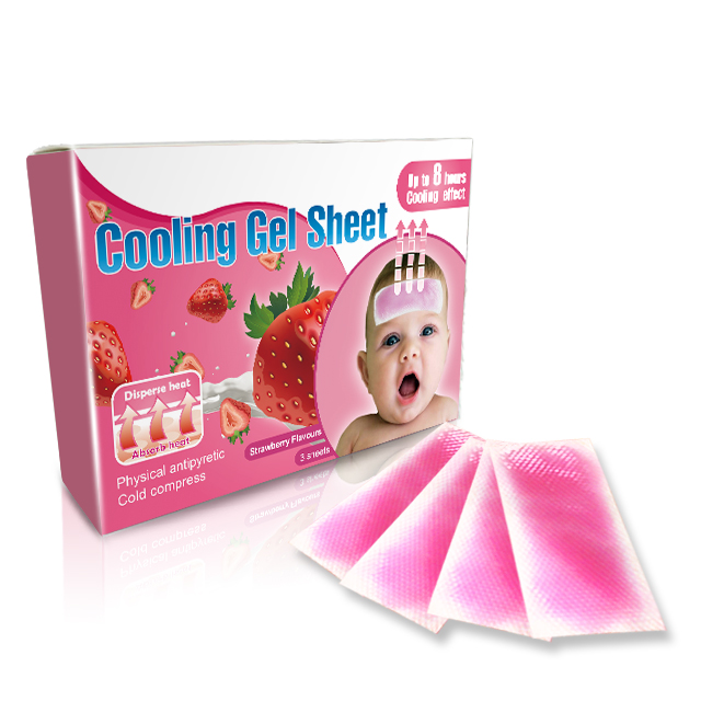 Hot sale accept customized size ODM/OEM Natural L-Mentholum Cooling Patch For Body Pink Gel cooling fever patch