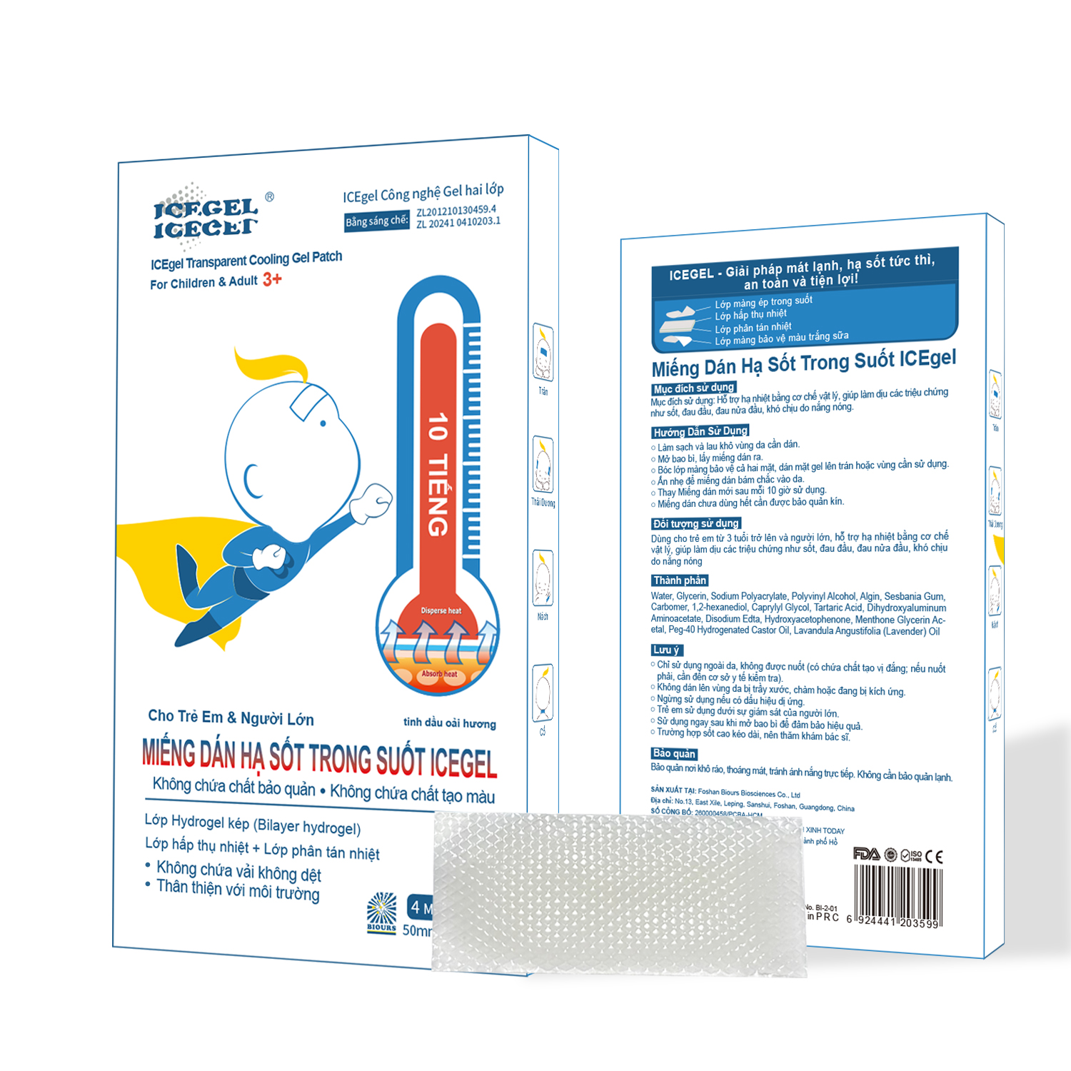 Vietnam Cooling Gel Patch Manufacturer | ICEgel Transparent Fever Patch for Children & Adults